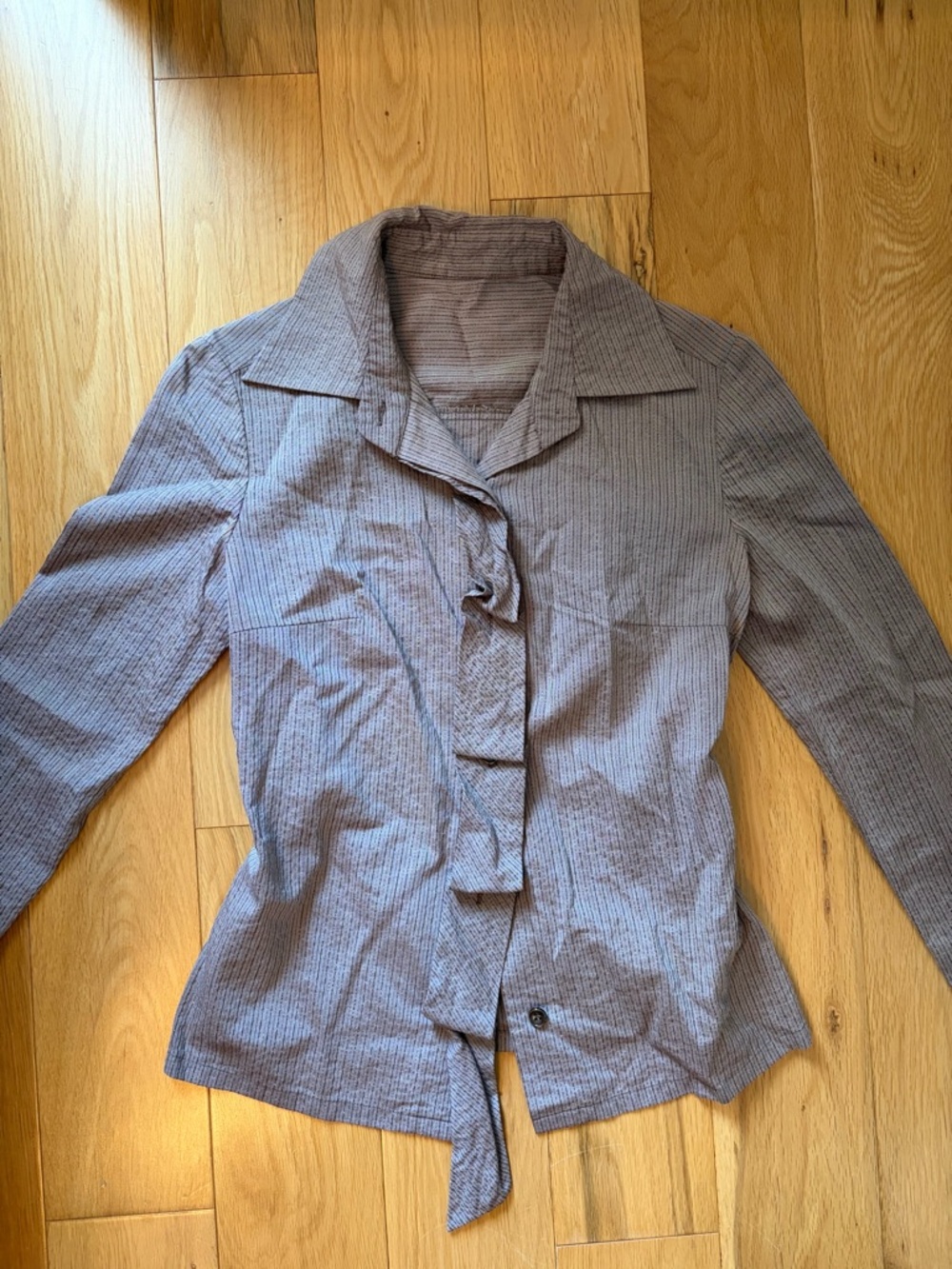 Womens Long-Sleeve Textured Button-Up blouse - brown
